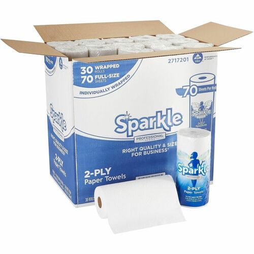 Georgia-Pacific Sparkle Towel Roll, 2-Ply, 70Shts/RL, White