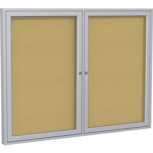 Ghent Bulletin Board,Enclosed,2 Door,In/Out,Cork,48"x36",Natural