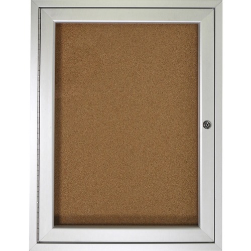 Ghent Bulletin Board,Enclosed,1 Door,Cork,LED,30"x36",Natural