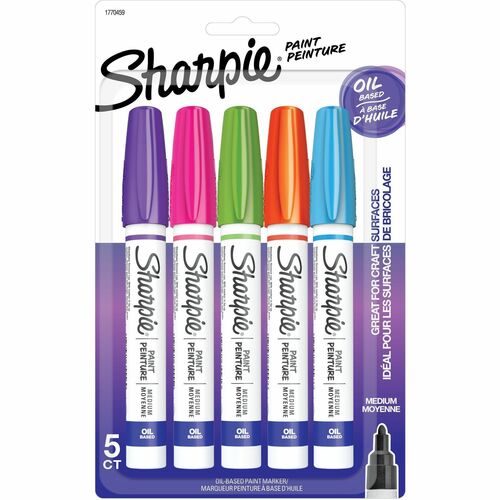 Newell Brands Sharpie Paint Marker, Oil-Based, Medium Point, 5/PK,F-AST