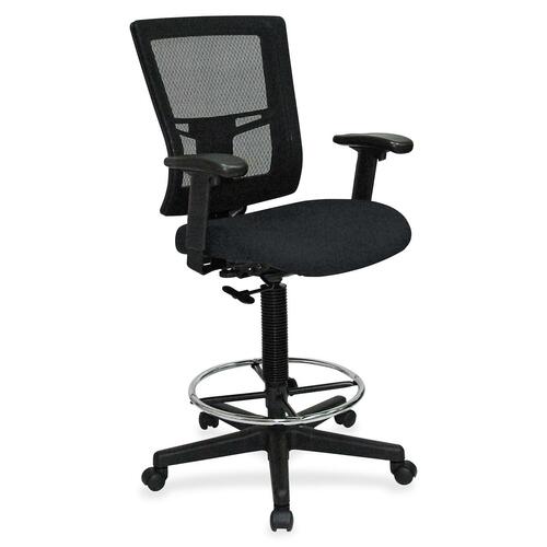 Lorell Drafting Stool,Fabric Seat,27"x25"x15",Insight Ebony