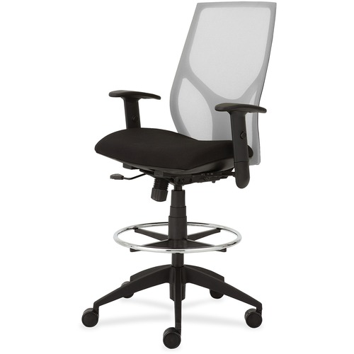 9to5 Seating Midbk Stool,Synchro,Hgt-adj T-Arms,25"x26"x45-55-1/2",WE/ON