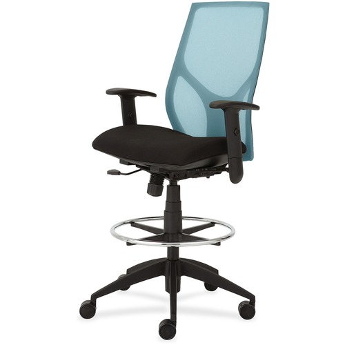9to5 Seating Midbk Stool,Synchro,Hgt-adj T-Arms,25"x26"x45-55-1/2",AA/ON
