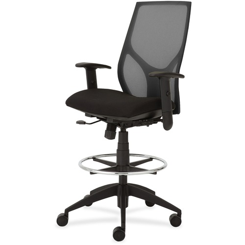 9to5 Seating Midbk Stool,Synchro,Hgt-adj T-Arms,25"x26"x45-55-1/2",BK/ON