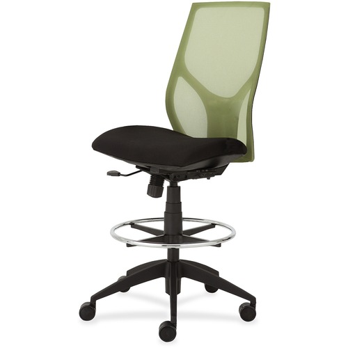 9to5 Seating Midback Stool,Synchro,Armless,25"x26"x45"-55-1/2",GN/ON