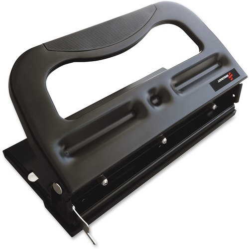 Business Source Adjustable Three-hole Punch - 3 Punch Head(s) - 100 Sheet -  10.2 x 10.4 x 6.2 - Black