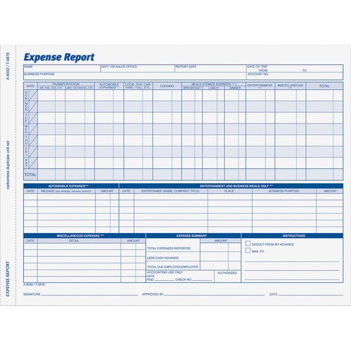 Adams Weekly Expense Report Forms ABF9032ABF