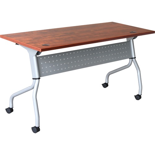 Lorell Cherry Flip Top Training Table - Rectangle Top - Four Leg Base - 4 Legs - 23.60" Table Top Width x 72" Table Top Depth - 29.50" Height x 70.88" Width x 23.63" Depth - Assembly Required - Cherry - Nylon LLR60721
