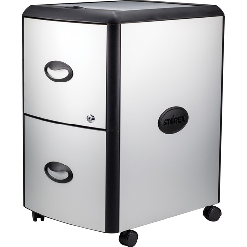 Storex Industries Corporation File Cabinet, Mobile, Metal, f/Ltr Files, 19"x15"x25", GY/BK