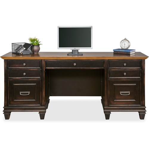 Martin Furniture Credenza,2 Utility Drawer/Grommet,70"x21"x31",Vintage BK