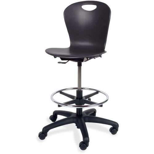 Virco Stool,Lab,w/Casters,No Arms,Poly,24-1/8"x42",BK