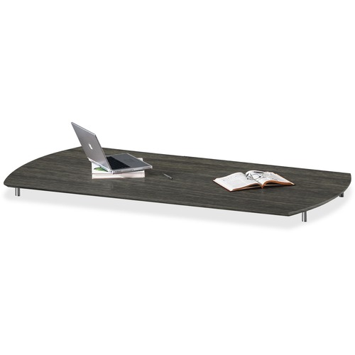 Mayline Curved Desk Top, 36"x72"x1",Gray Steel