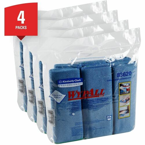 Kimberly-Clark Professional Microfiber Cloths,Bathroom,15-3/4"x15-3/4",6/PK,4PK/CT,BE