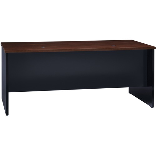 Lorell Left Pedestal Desk, 36"x72", Black/Walnut
