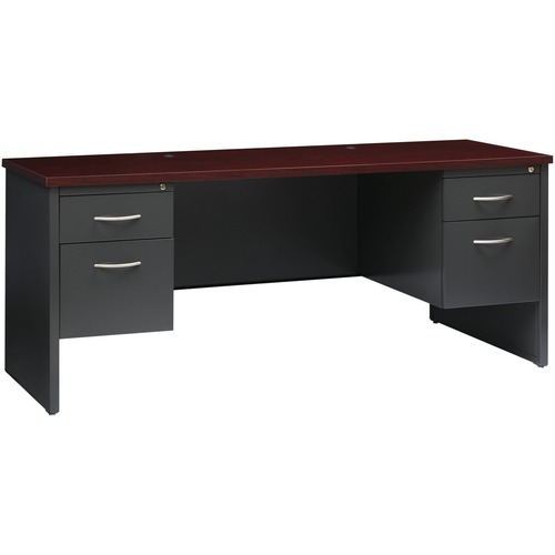 Lorell Double Pedestal Credenza, 24"x72", CH/MH