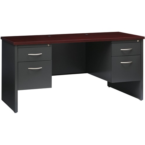 Lorell Double Pedestal Credenza, 24"x60", CH/MH