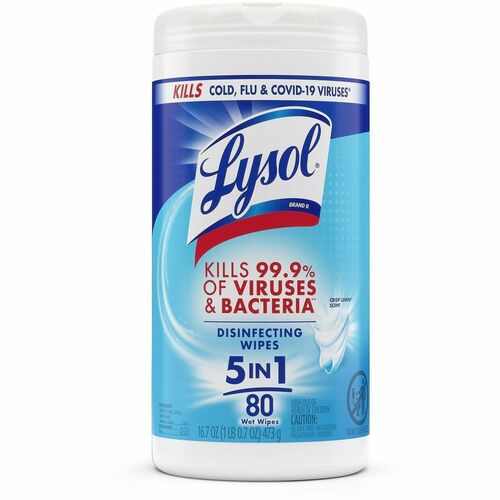 Reckitt Benckiser Lysol Disinfecting Wipes, 7'x8", 80 Wipes, Linen Scent, WE