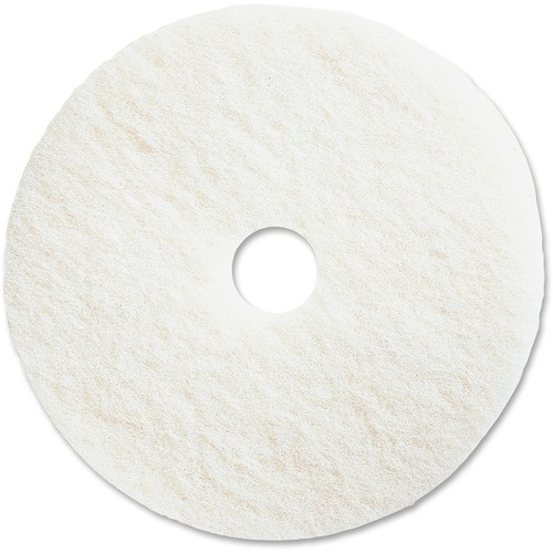Genuine Joe Floor Pads, f/Polishing, 16", 5/CT, White