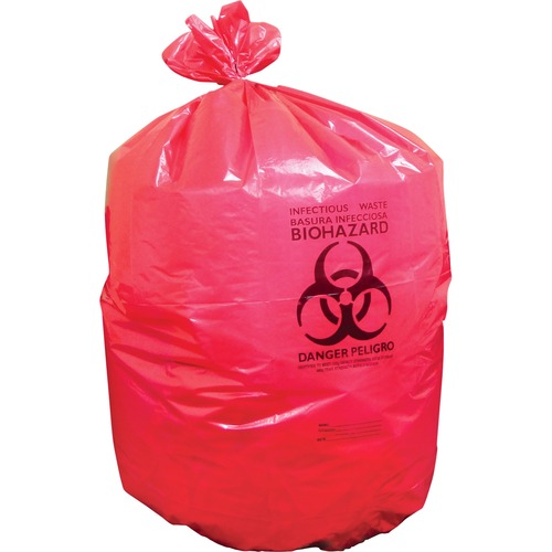 Heritage Bag Company Biohazard Can Liners, 1.3mil, 40"x46", 200BG/BX, Red