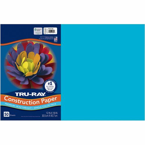 Pacon Construction Paper, 76 lb, 12"x18", 50/PK, Atomic Blue