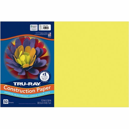 Pacon Construction Paper, 76 lb, 12"x18", 50/PK, Lovely Lemon