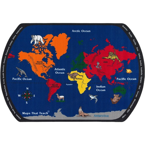 Flagship Carpets, Inc. Maps That Teach Rug, 6'x9', Multi