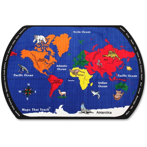 Flagship Carpets, Inc. Maps That Teach Rug, 10'9"x13'2", Multi