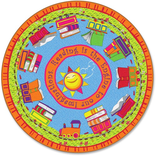 Flagship Carpets, Inc. Reading Is The Engine, 6' Round, Multi