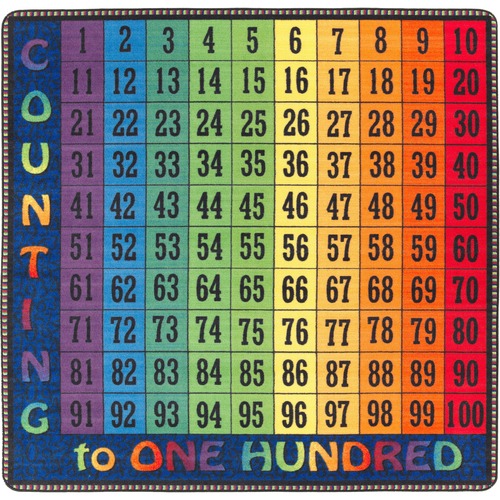 Flagship Carpets, Inc. Counting To One Hundred, 12'x12', Multi