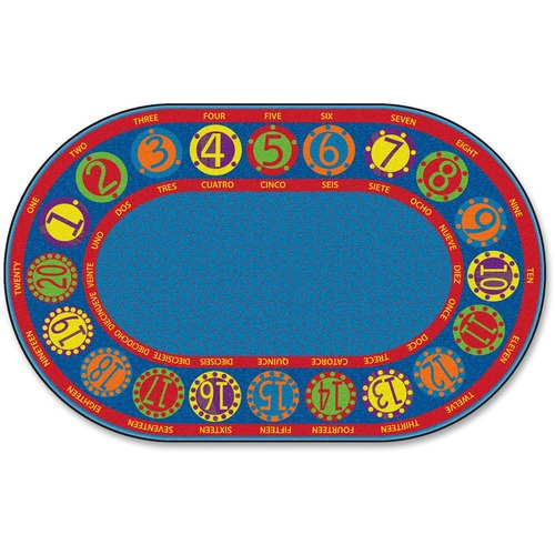 Flagship Carpets, Inc. Number Circle Rug, Bilingual, 7'6x12', Multi