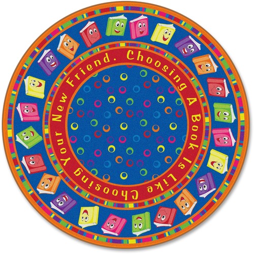 Flagship Carpets, Inc. Circle Time Books Rug, Bright, 6', Round, Multi