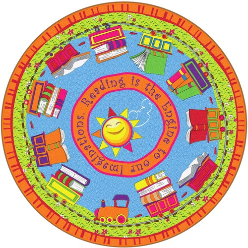 Flagship Carpets, Inc. Reading Is The Engine Rug, 12' Round, Multi