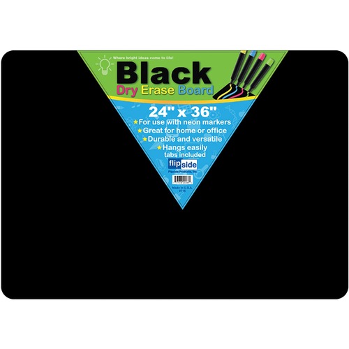 Flipside Products Dry-Erase Board, Hardboard Backing, 36"Wx1/10"Dx24"H, BK