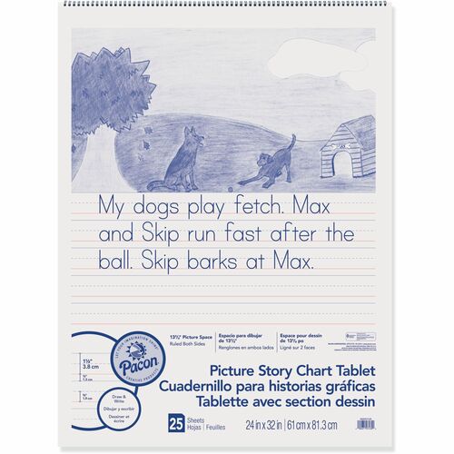 Pacon Picture Story Chart Tablet,24"x32",1-1/2" Ruled,25Shts,WE
