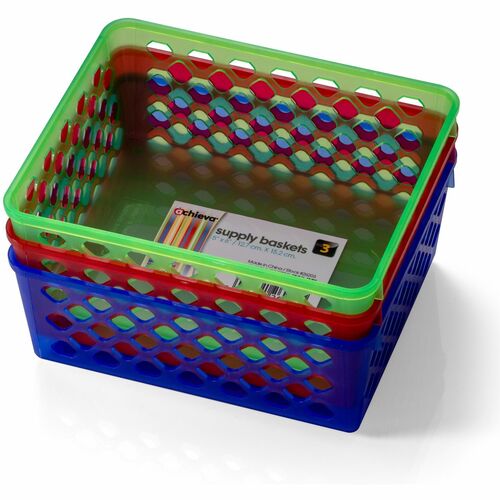 Officemate Supply Baskets, Medium, 5"x6", 3/PK, AST