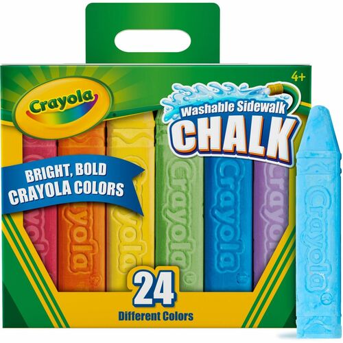 Crayola Sidewalk Chalk, Washable, 4"L, 24/BX, AST