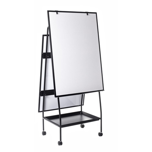 Bi-silque Mobile Easel, 2-sided, Dry-erase, Adj., 29-1/2"x74-7/8", BK