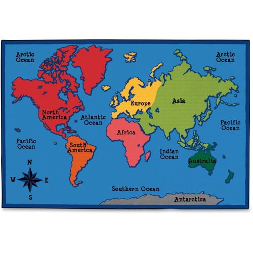 Carpets for Kids World Map Rug, 8'x12', Rectangle, Multi