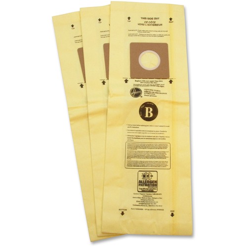 Hoover Filter Bags, Allergen, Type B, f/Hoover TaskVac, 3/PK, White