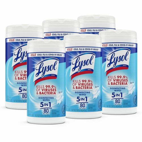 Reckitt Benckiser Lysol Disinfecting Wipes, 7'x8", 80 Wipes, 6/CT, Linen Sc/WE