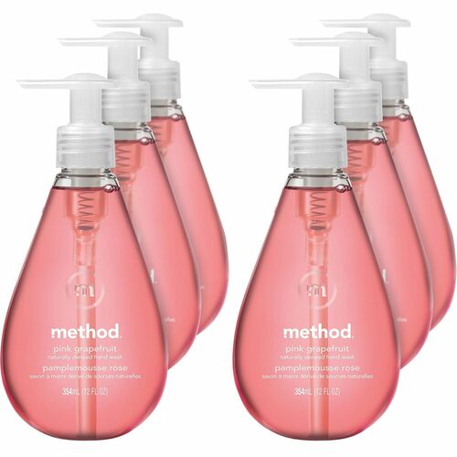Method Products Handwash, Gel, Pink Grapefruit, 12oz Pump Bottle, 6/CT, PK