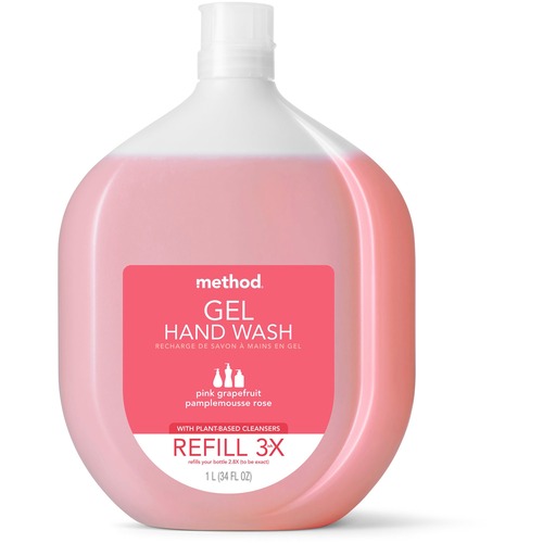 Method Gel Hand Soap Refill - Pink Grapefruit Scent - 33.8 fl oz (1000 mL)  - Squeeze Bottle Dispenser - Hand - Light Pink - Triclosan-free