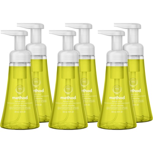 Method Products Handwash, Foaming, Lemon Mint, 10oz Pump, 6/CT, Yellow