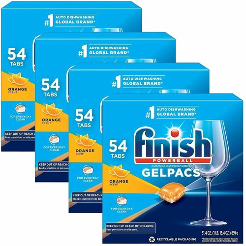 Reckitt Benckiser Dish Detergent,Gelpacs,Orange,34.8 oz.,54/BX,4BX/CT, Multi