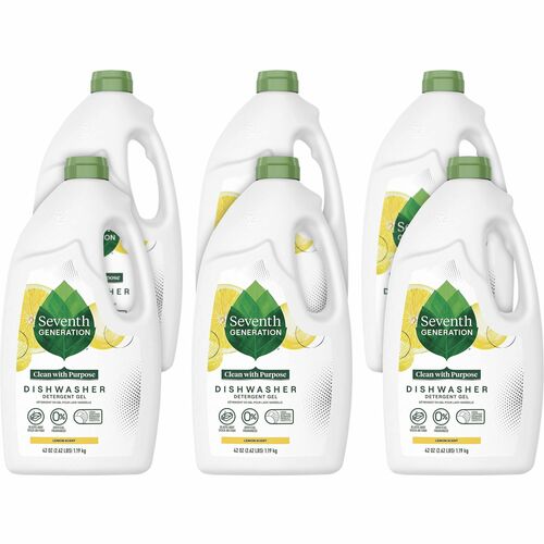 Seventh Generation Dishwasher Detergent Gel, Natural, 42oz., 6/CT, Lemon Scent