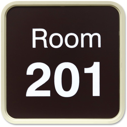 Shachihata Inc Designer Wall/Door Sign, 4"x4", Almond Frame