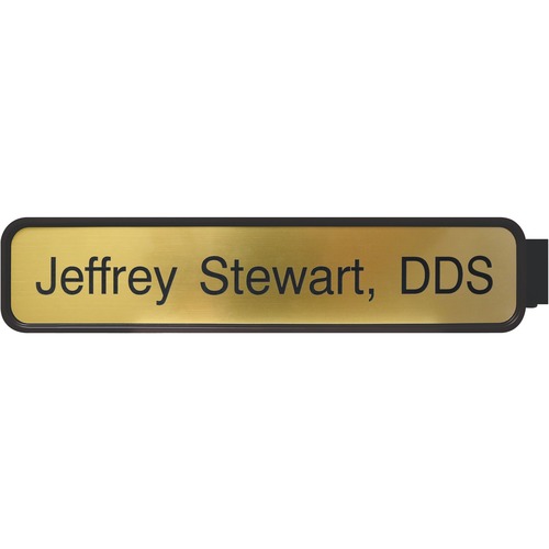 Shachihata Inc Double-Sided Corridor Sign, 2'x10", Brown Frame