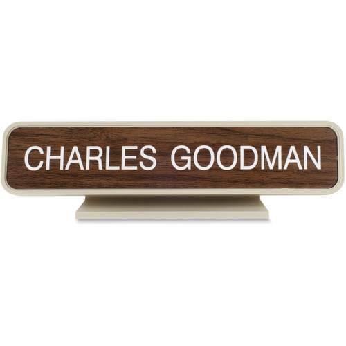 Shachihata Inc Designer Desk Sign, 2"x10", Almond Frame