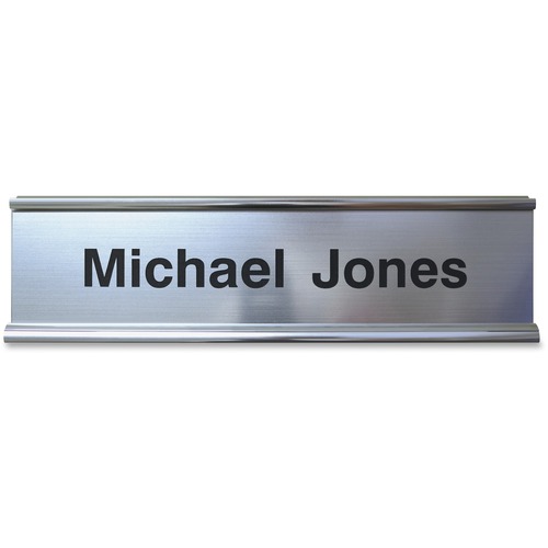 Shachihata Inc Aluminum Double-Sided Desk Holders, 2"x8", Silver