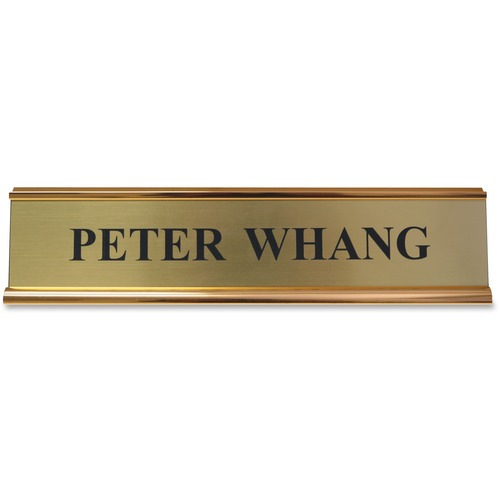 Shachihata Inc Aluminum Double-Sided Desk Holders, 2"x10", Gold